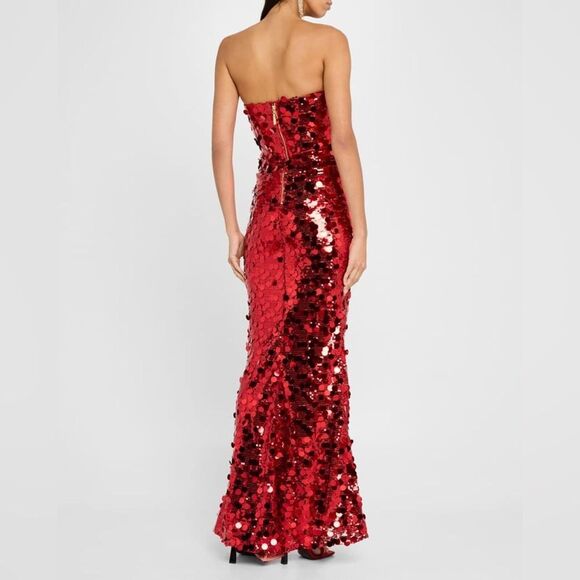 NWOT BRONX AND BANCO FARAH RED STRAPLESS GOWN - Picture 10 of 15